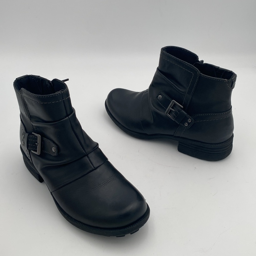 Earth Origins Black Ankle moto Boots women 9.5 leather casual office goth retro - Picture 2 of 14
